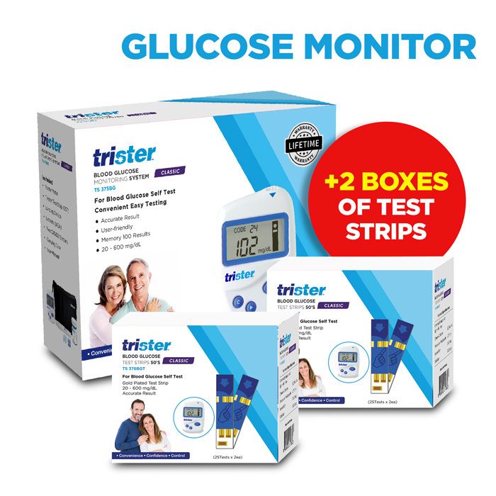 Picture of Trister Gluco Meter + 2 Box Of 50's Test Strips - Ts-2STRP